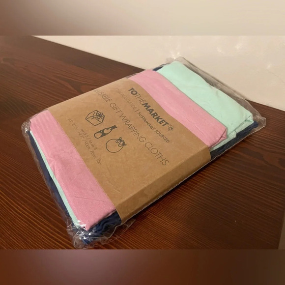NWT To the Market Gift Wrapping Clothes Pink Navy Turquoise Sustainable Eco - Picture 3 of 8